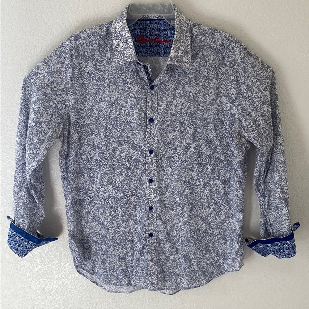 Robert Graham Men's Blue Floral Button-Down Shirt Size L